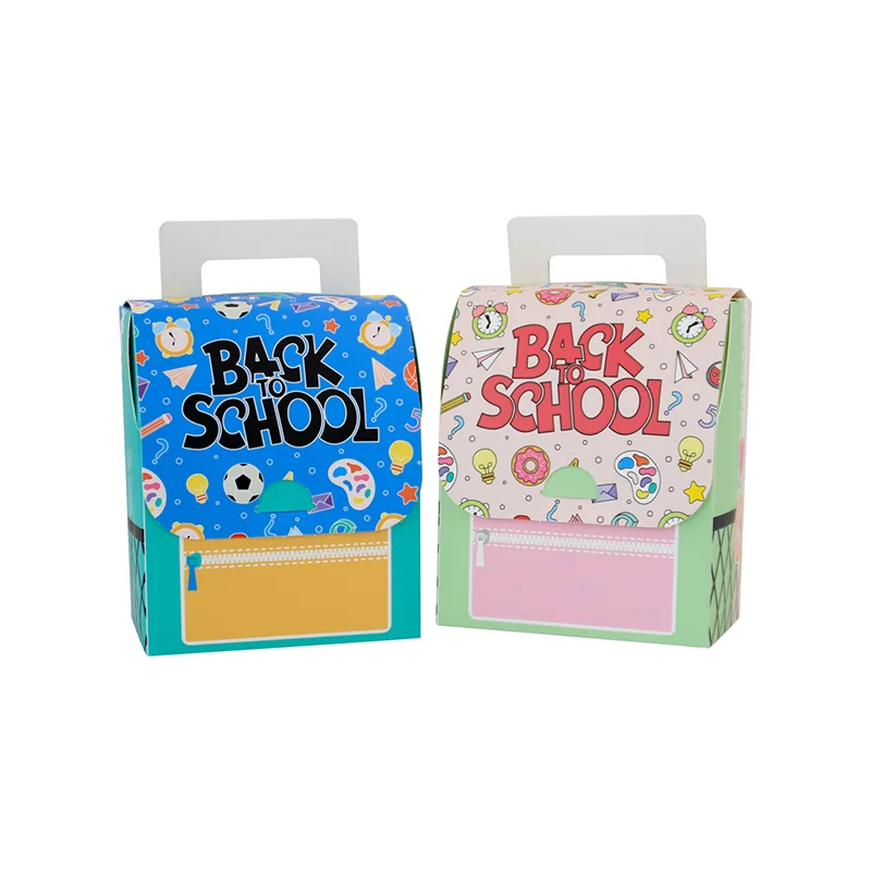 Back-to-School Party Treat Boxes Schoolbag Shaped Paper Boxes for Classroom Party Favor Supplies Perfect School Gift