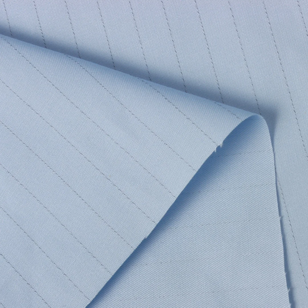 High Quality Anti-static CVC twill 1 cm stripe 58%polyester 40%Cotton 2% ESD TC blended fabric for work clothes