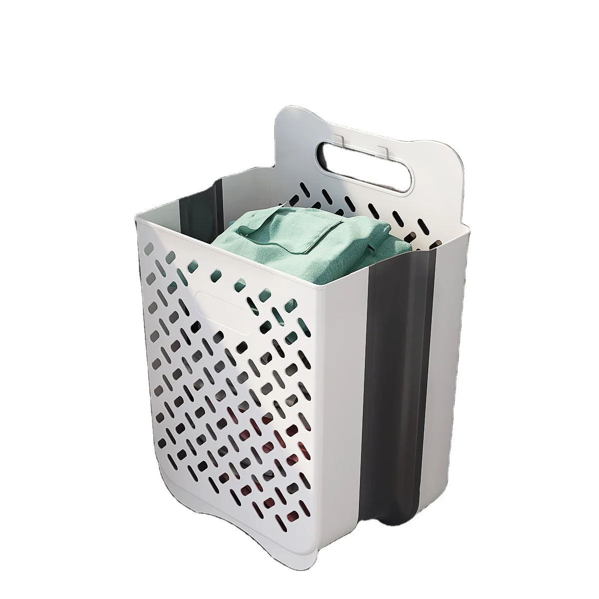 White Waterproof Large Medium Storage  Bags&Baskets Plastic Storage Box for Handles Foldable Laundry Basket