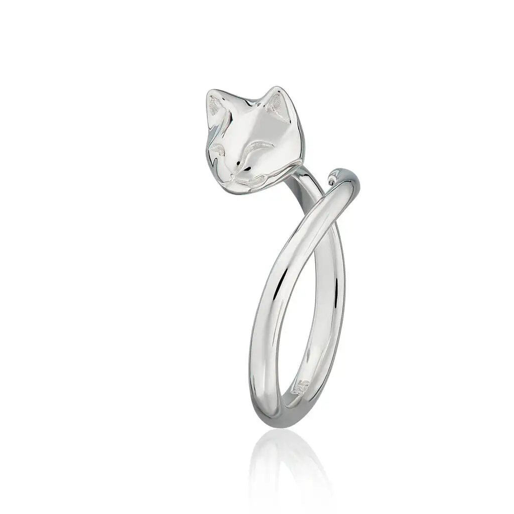 Cat Rings Sterling Silver Open Adjustable Cat Ring 925 For Girl Women