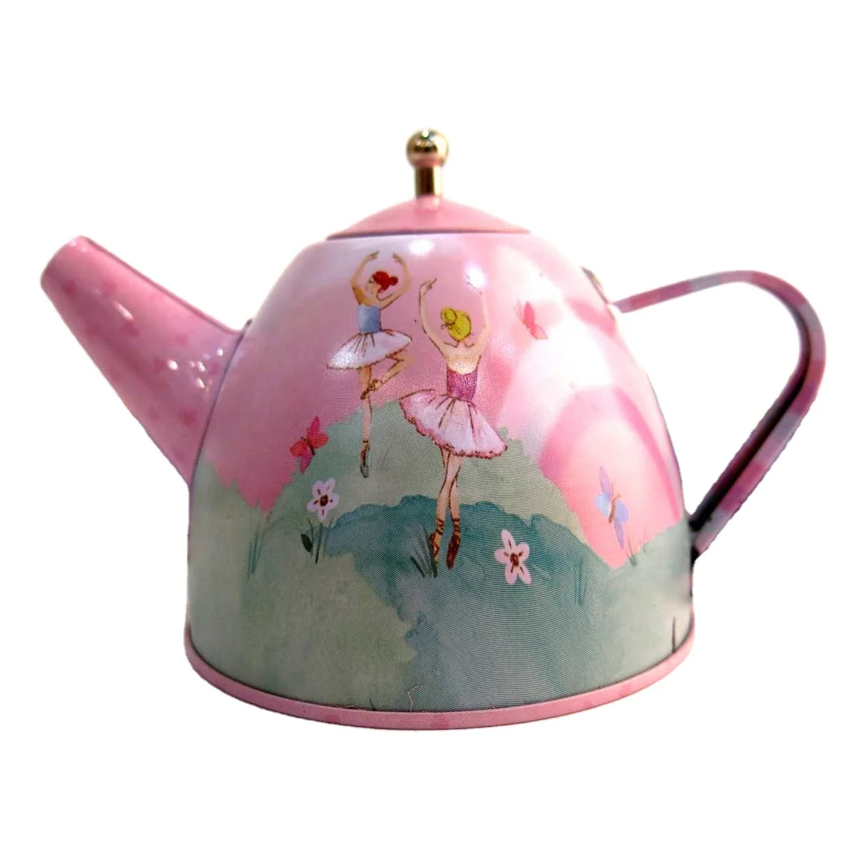 2021 new product factory promotion fancy pink girlish Pink Ballerina Tea Set mini tea pot tea cup gift box tin