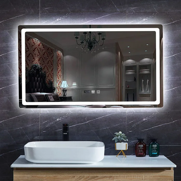 free samples smart led shower fogless hd rectangle glass mirror bathroom mirrors anti fog with wifi for shaving