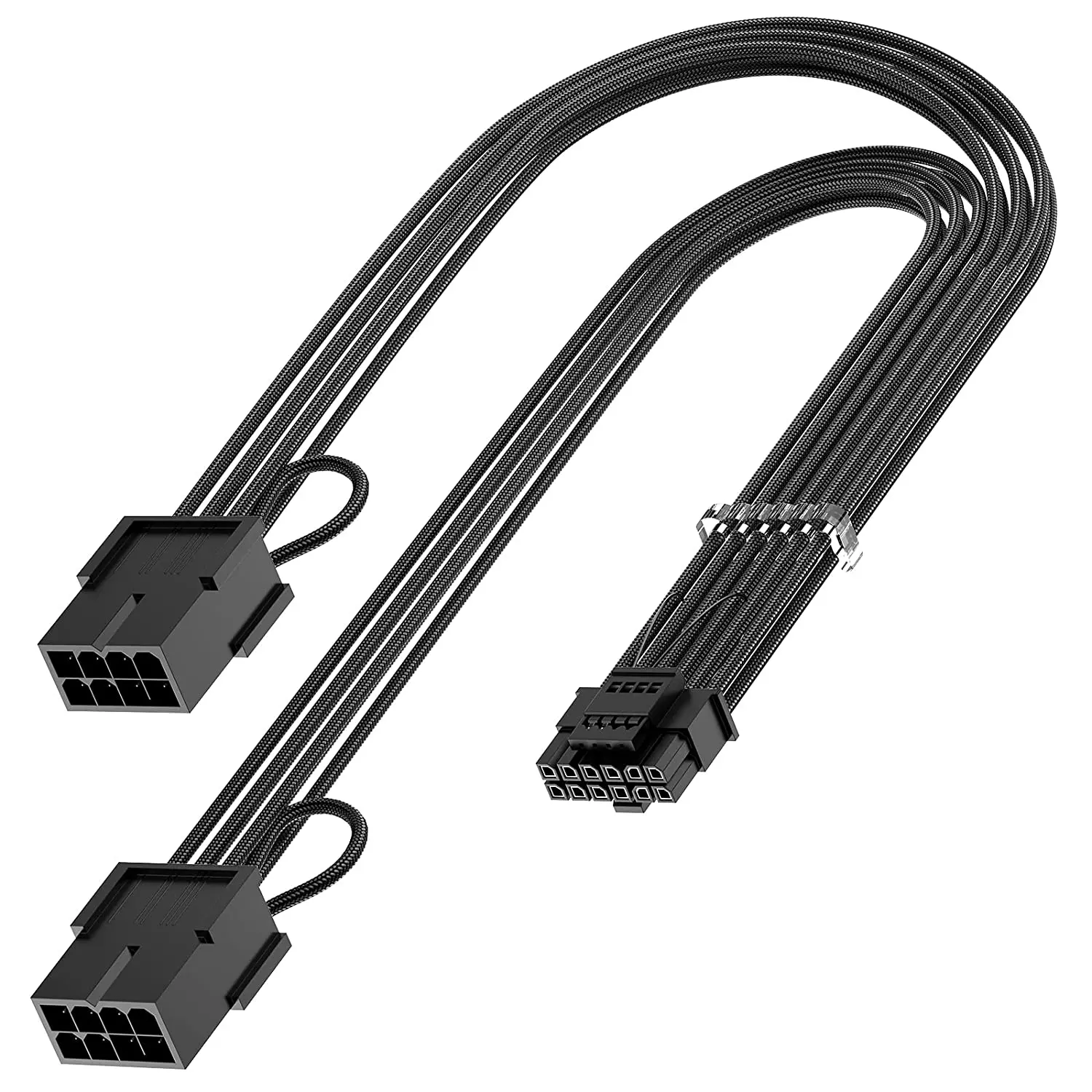 12VHPWR 16Pin Extension Cable 16Pin(12+4) Male To 2X8Pin Female PCI-e 5.0 Sleeved Extension Cord GPU Power Cable
