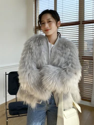 New arrival  plus size fashional  fur strips warm winter white raccoon fur coat for ladies