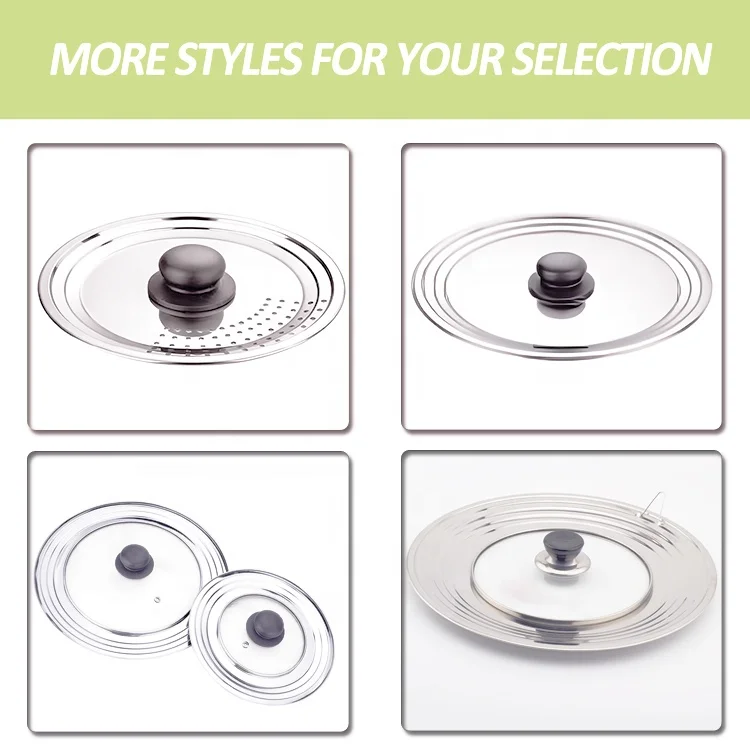 Cooking Lids On Frying Pan Multisize Universal Pot Lid For Bowsl Pans 22cm-32cm Stainless Steel Multi Size Pot Cover l Lid Cover
