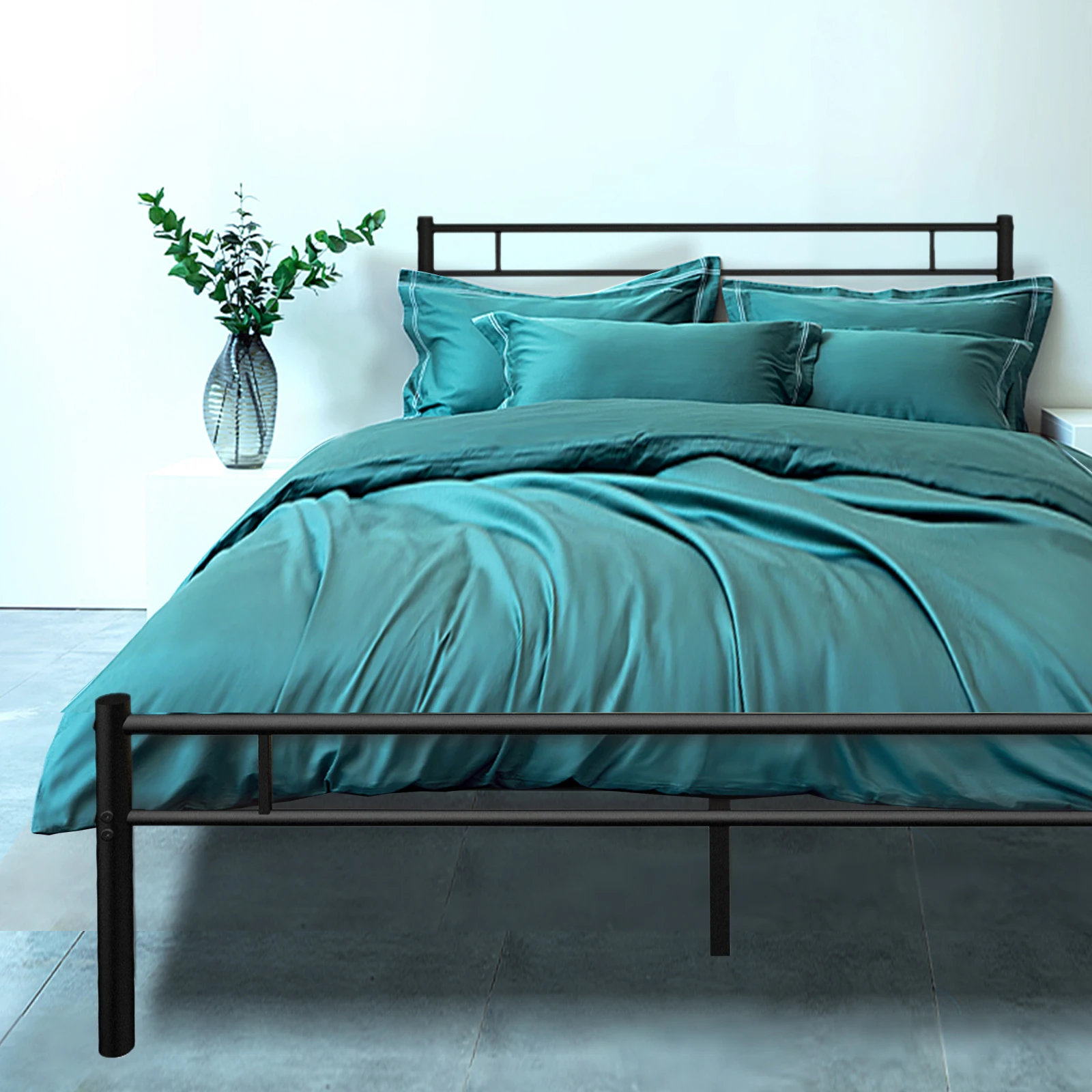 Kainice cheap bed frame modern metal bed frame legs slat wooden part full size bed frame for bedroom