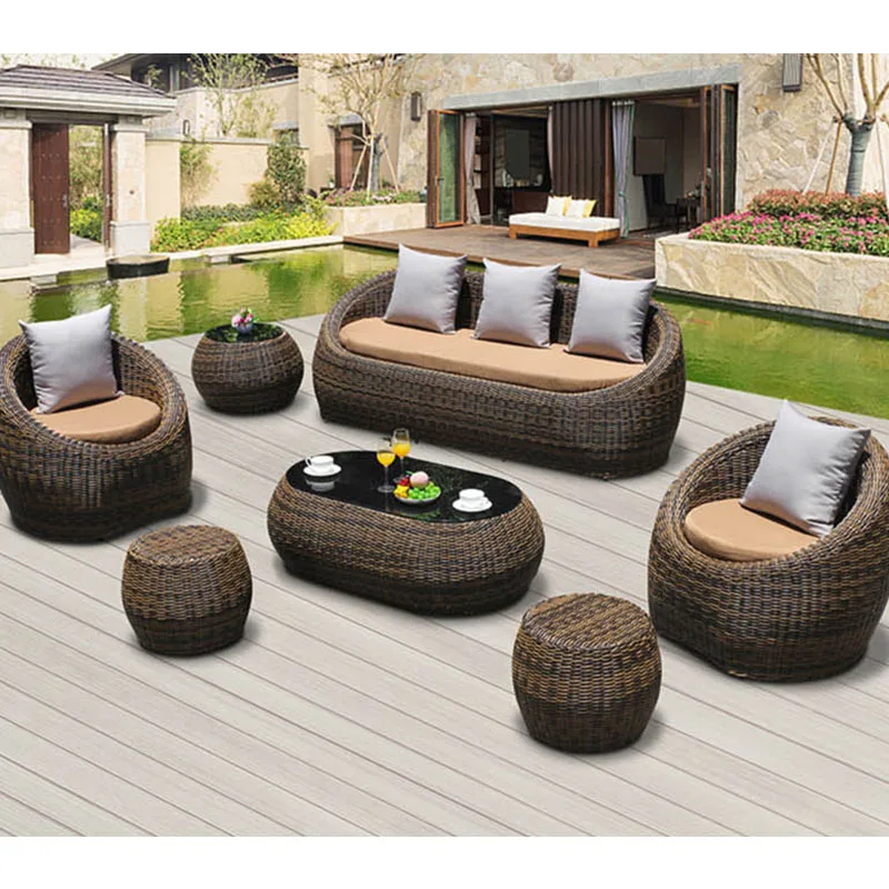 Modern Luxury All Weather Leisure Garden Set Patio Rattan Furniture Wicker Sofa Set (1600697566480)