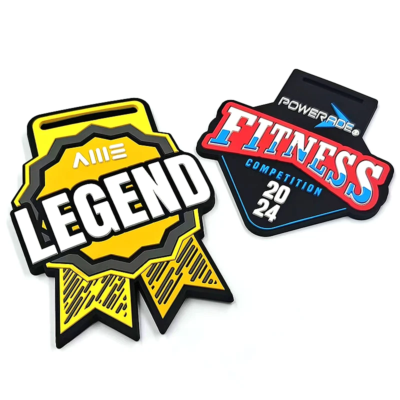 ODM  2024  Custom Logo Shape PVC Medals  Eco-friendly Silicone Sports  Metal PVC Running Award For Gift
