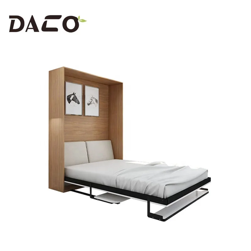 Bedroom Furniture Smart Foldable Mechanism split door fold down vertical bed with a desk and shelf