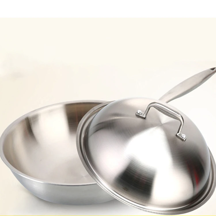 Hot Sales 3 ply High Quality SUS 304 Stainless Steel Non Stick Wok with Coating