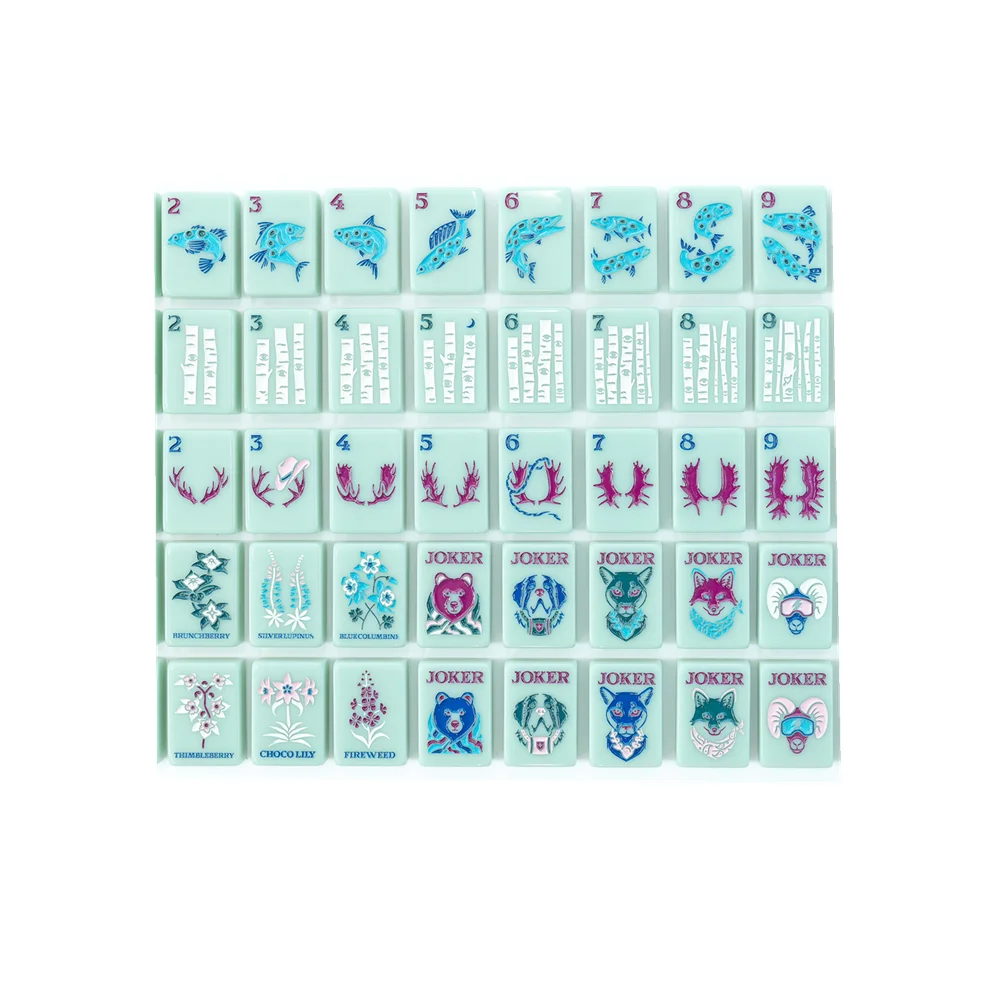 Light Blue SINGAPOREAN MAHJONG TILES custom American Mah jong Tiles Set with Your Design