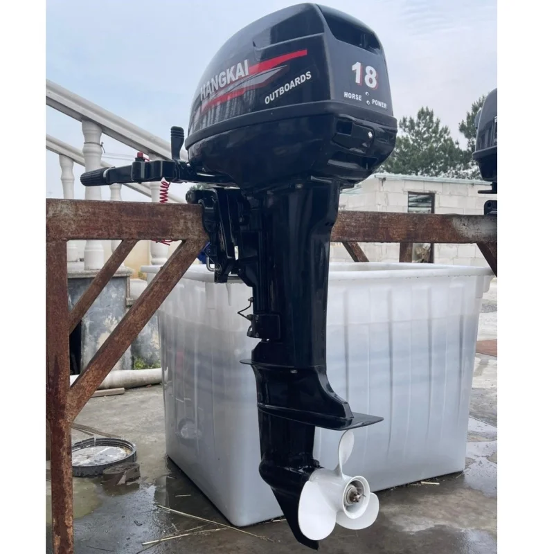 Wholesale HANGKAI 18HP Outboard Motors 2 Cylinder 2 Stroke Portable Gasoline Motor Marine Engine Chinese Brand for Sale
