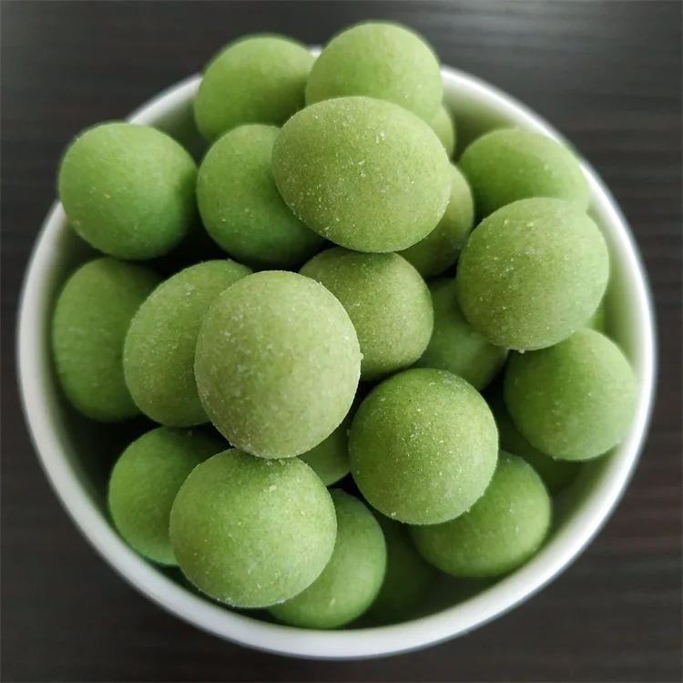 
Hot Sell Wasabi Roasted Coated Peanuts Round Shape Office Snacks 