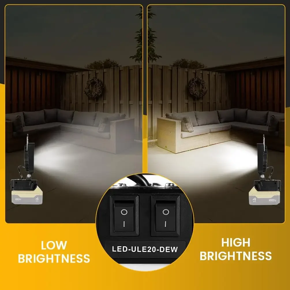 16pcs led beads 16W 1800LM work led light suitable for18V 20V Lithium power cordless tool battery with USB/TYPE-C charger