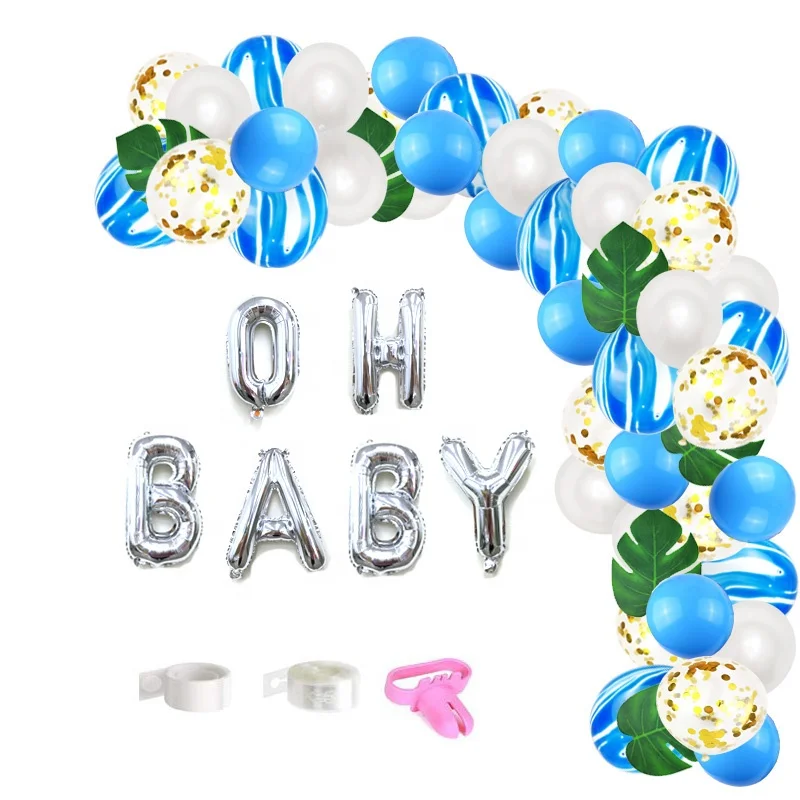 Blue Balloon Garland Arch Kit Baby Blue and White Balloons for Baby Shower Birthday Party Decoration and Gender Reveal Balloons