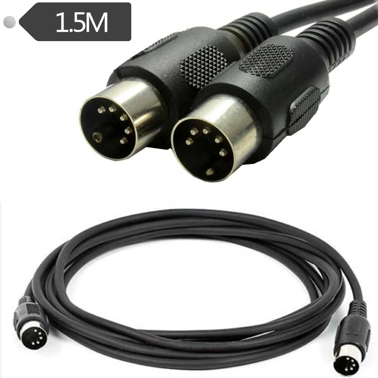 ERE MIDI Cable Male to M 5 Pin DIN Plug Black ,5 Pin DIN Male Audio MIDI to MIDI Connector Interface Jack Plug Wire Cord