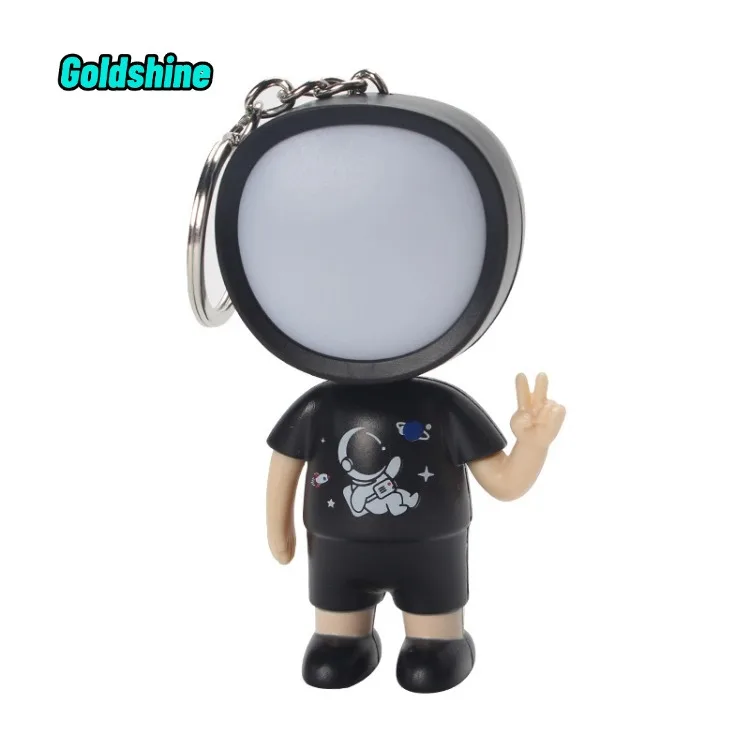 New Arrival Mini LED Flashlights Keychain Cute Carton 3D Spaceman Torch Keyring Fashion Bag Pendant with Promotional Wristba