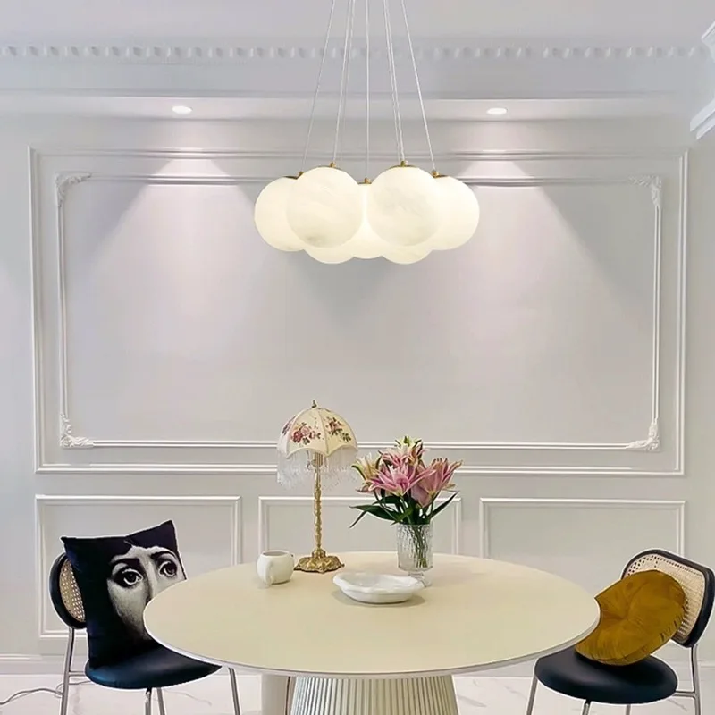 Nordic Minimalist Planet Bubble Ball Chandelier Glass Ball French Light Lamps Magic Beans Cloud Moon Hanging Ceiling Lamp