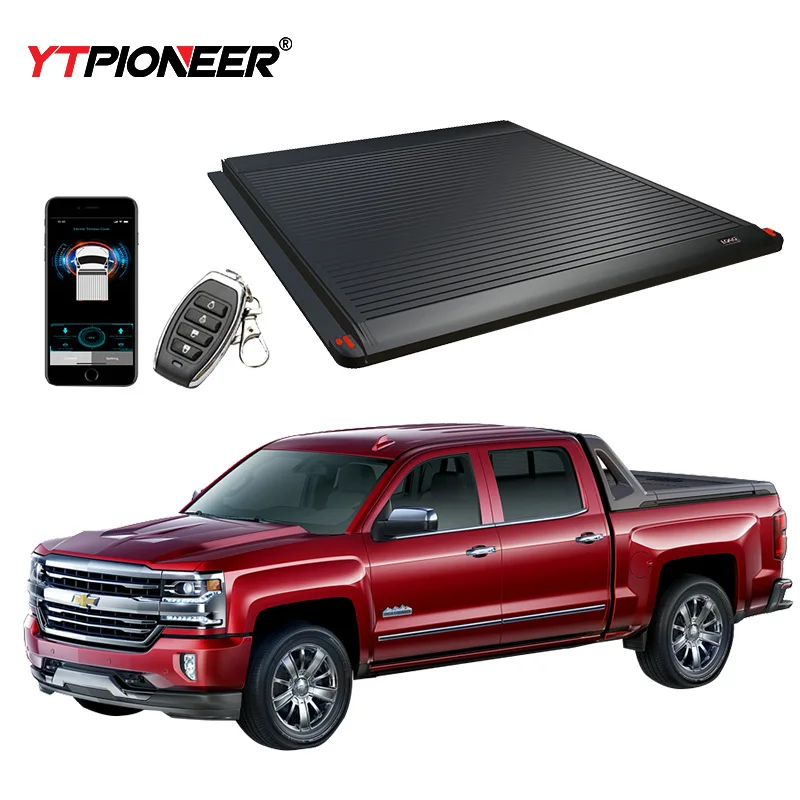 YTPIONEER 4X4 Pickup Trucks Bed Cover Tonneau Cover Retractable Electric Roll Lid For Chevrolet Silverado Truck GMC Sierra