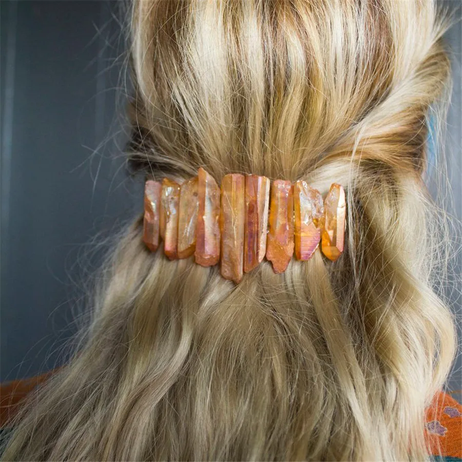 Hot Sale Amazing Handmade Natural Raw Crystal Point Crown Hair Accessory