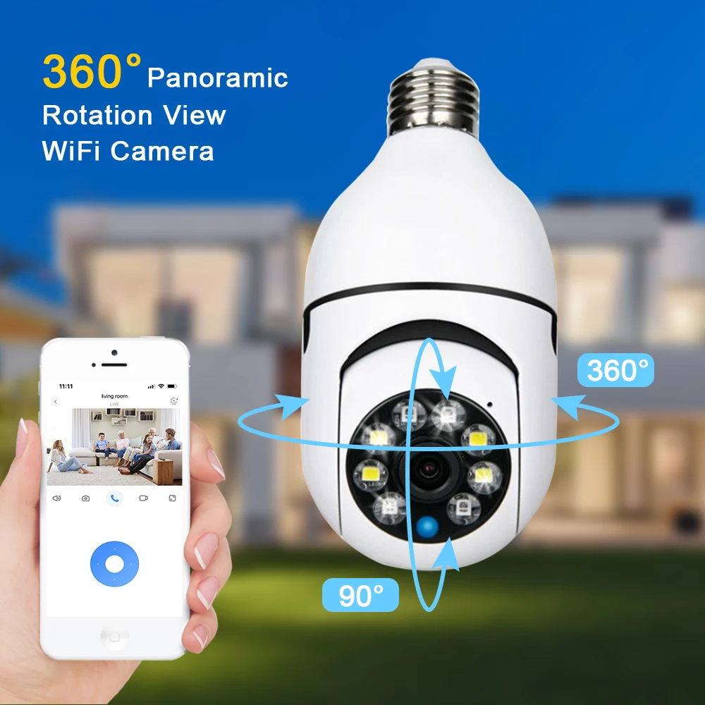 LOOSAFE 1080P 2MP 4MP Night Vision Human Motion Detection Security Outdoor Wireless WiFi IP PTZ Bulb Camera 360