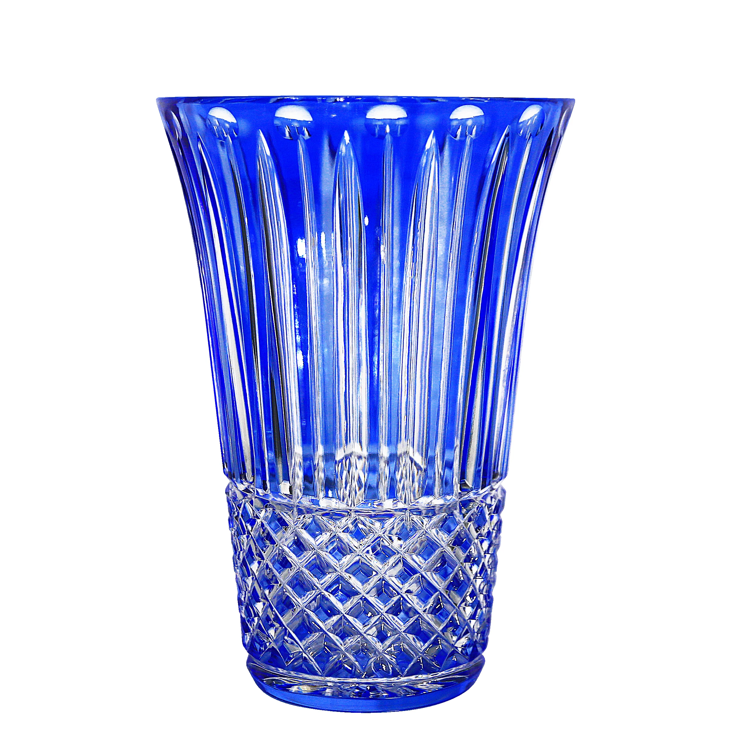 Hot selling luxury style  24% lead crystal hand cut modern  flower vase  for home decoration wedding hotel  party