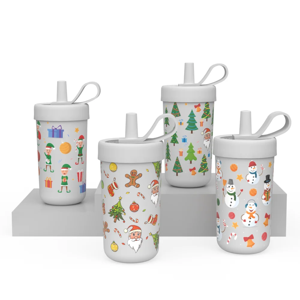 Christmas Gifts Double Wall  Kid Water Bottle with Lid Insulted Stainless Steel Double Wall Skinny Tumbler  With  Straw