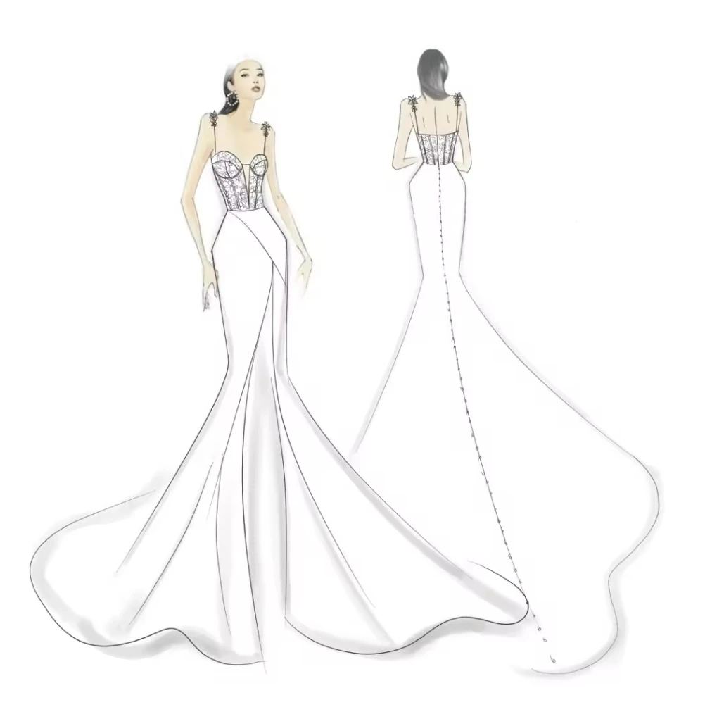 Индивидуальное свадебное платье с узором и оборками от фабрики Гуандун, онлайн-сервис по индивидуальному дизайну