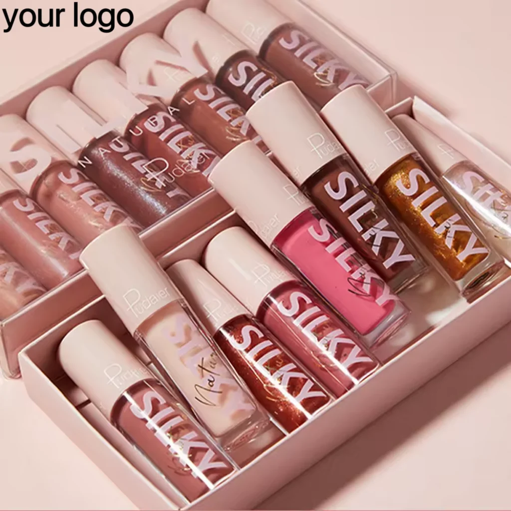 16 Color Vegan Organic Non-Stick Cup Waterproof Mirror moisturizing liquid lipstick matte pearlescent lip gloss lip glaze set