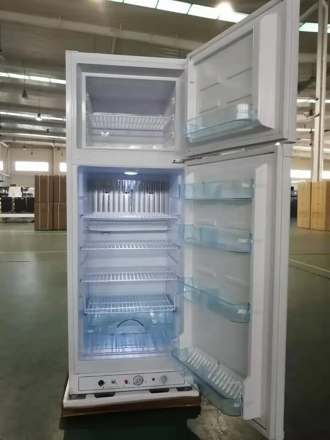 Smeta 225L Double Door Top Freezer LPG Gas AC Absorption Refrigerator