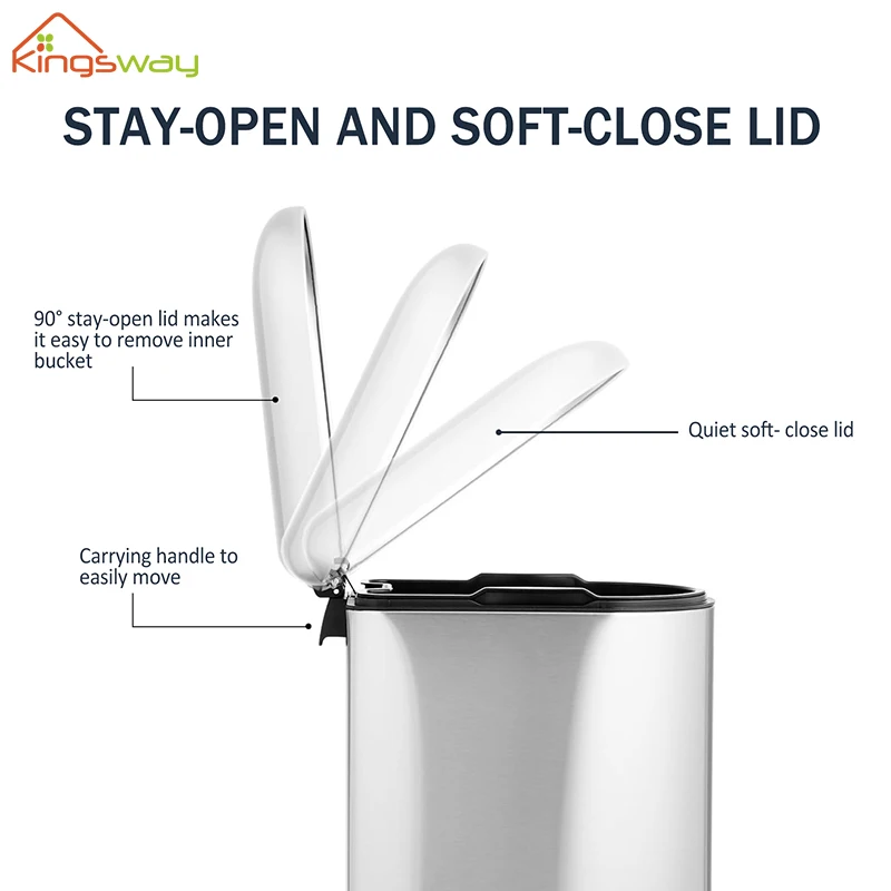 Custom Household Kitchen Waste Bins Bathroom Foot Pedal Garbage Bin Dustbin Stainless Steel Trash Can