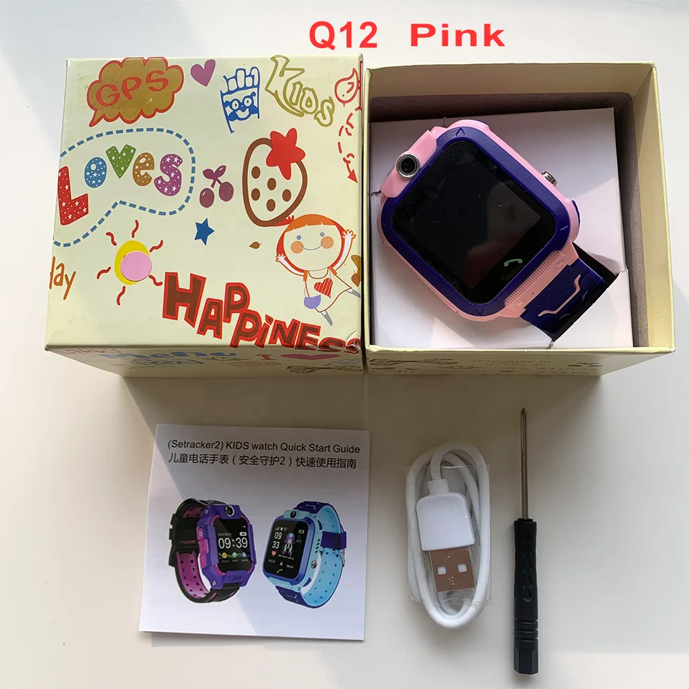 Child smartwatch GPS tracking Support LBS positioning Q12 kid smart watch with sim card and camera mobile
