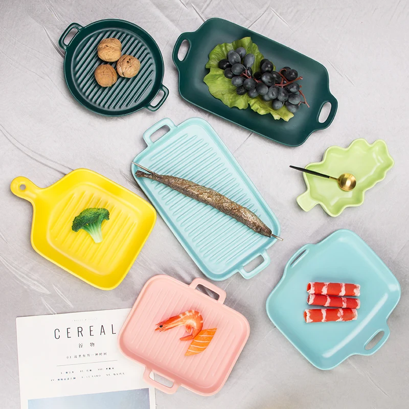 
Different Colorful Style Ceramic Baking Dish Ceramic Bakeware Microwave Bake Tray Baking Set Kitchenware With Handles 