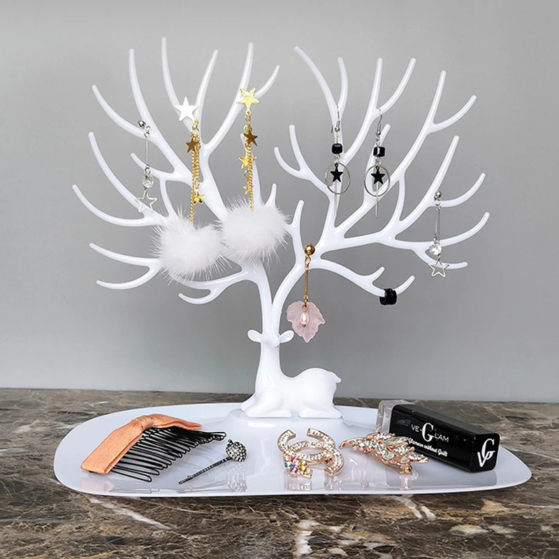 Креативная шкатулка для ювелирных изделий в форме леса, оленя, рога, дерева, вешалка для сережек, ожерелий, браслетов, гвоздиков, вешалка для ювелирных изделий