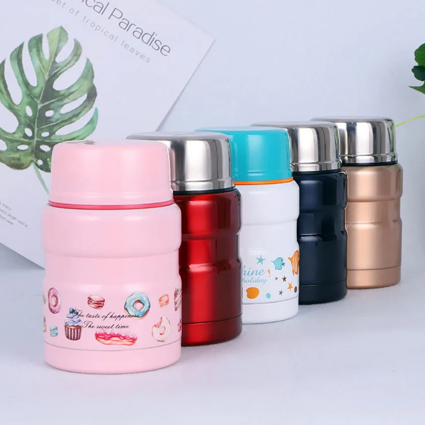 
Double Wall stainless steel Lunch Box Children Food Flask Spoon Food Storage Container Set 