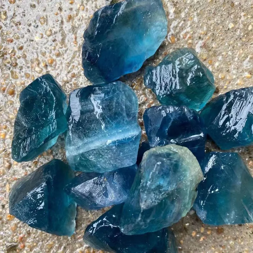 High Quality quartz crystal semi precious stone blue fluorite raw stone for Reki healing