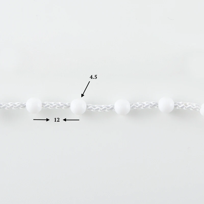 
roller blinds components 4.5*6mm thin cord plastic curtain chain pom plastic ball chain 