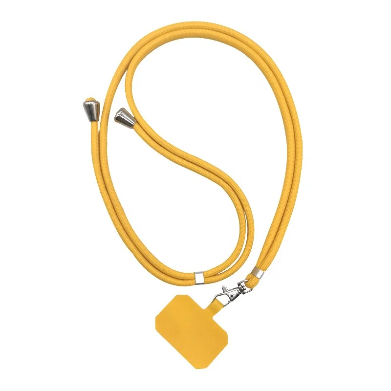 Custom yellow Wholesale universal high quality mobile phone crossbody chest holder lanyard straps with nylon patch