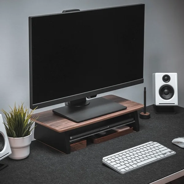 Samdi Wood Monitor Stand Riser, Computer Monitor Shelf for Desk with Sturdy Platform & Storage Organizer Desktop, Laptop stand