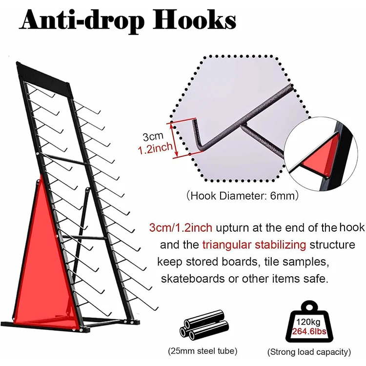 China Factory Outlet Floor Metal Ceramic Tiles Sample Display Rack Stands with 22 Card Slots for Retail Stores