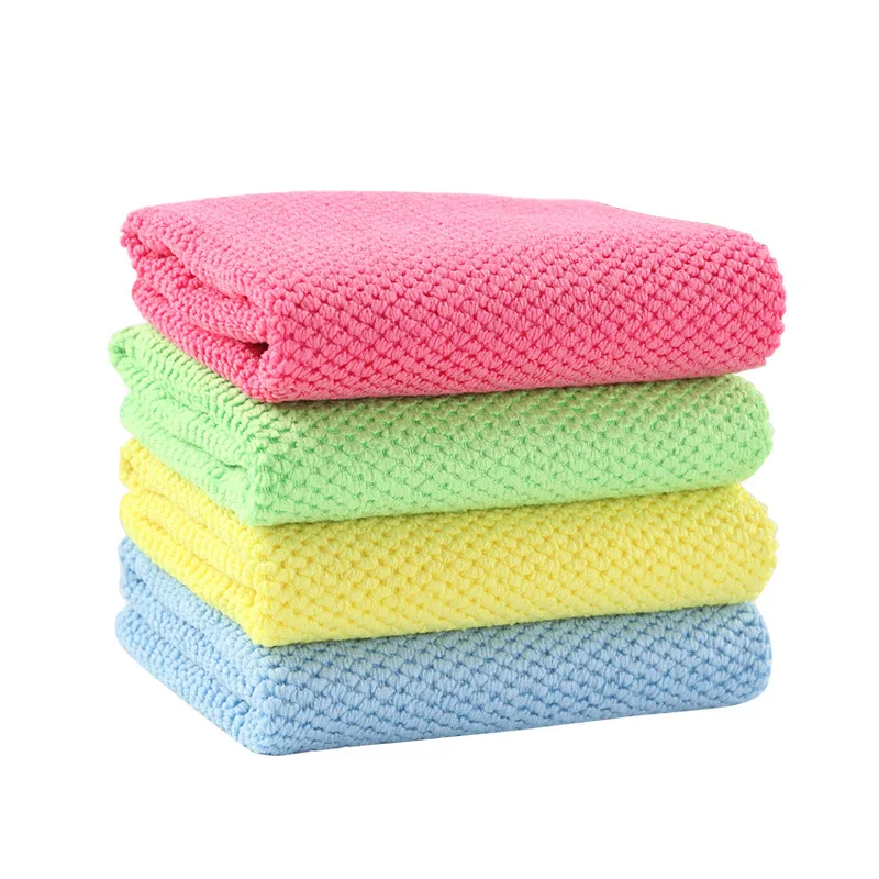Multi-functional household kitchen dishcloth thickened absorptive microfiber cleaning cloth glass table cleaning towel