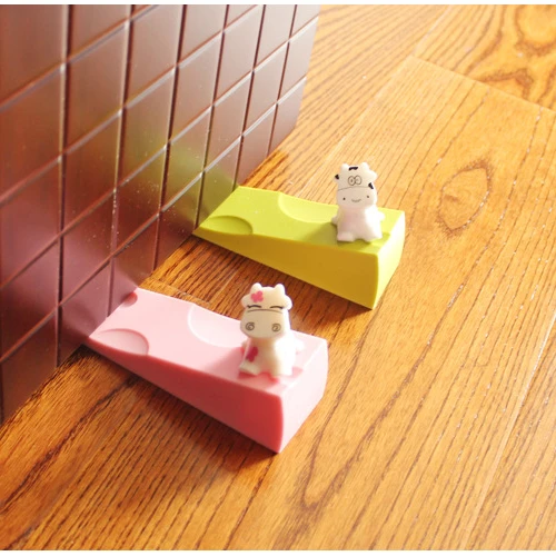 Novelty Melting Stopper Leaves Silicone Door Stop Wedge - Pink