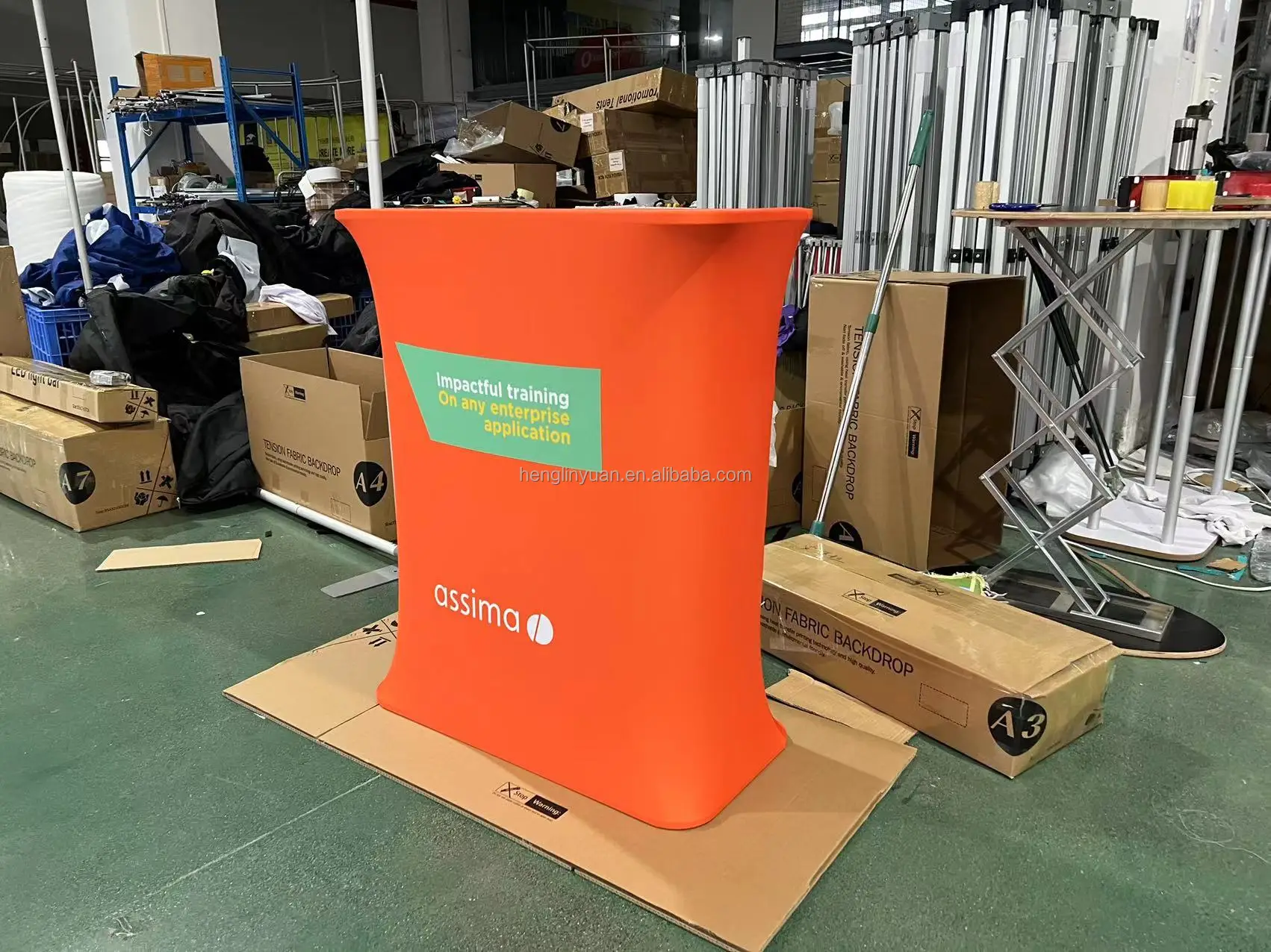 Portable Promotion counter oval Pop Up table custom Podium Stand Trade shows counter displays