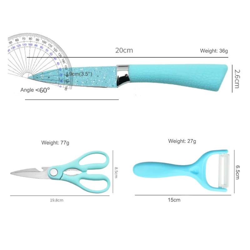 6pcs Colorful Kitchen Tool Set Pink Kitchen Knife Kit Gift Blue Kitchen Tools For Fruits Vegetables Meat Restaurant
