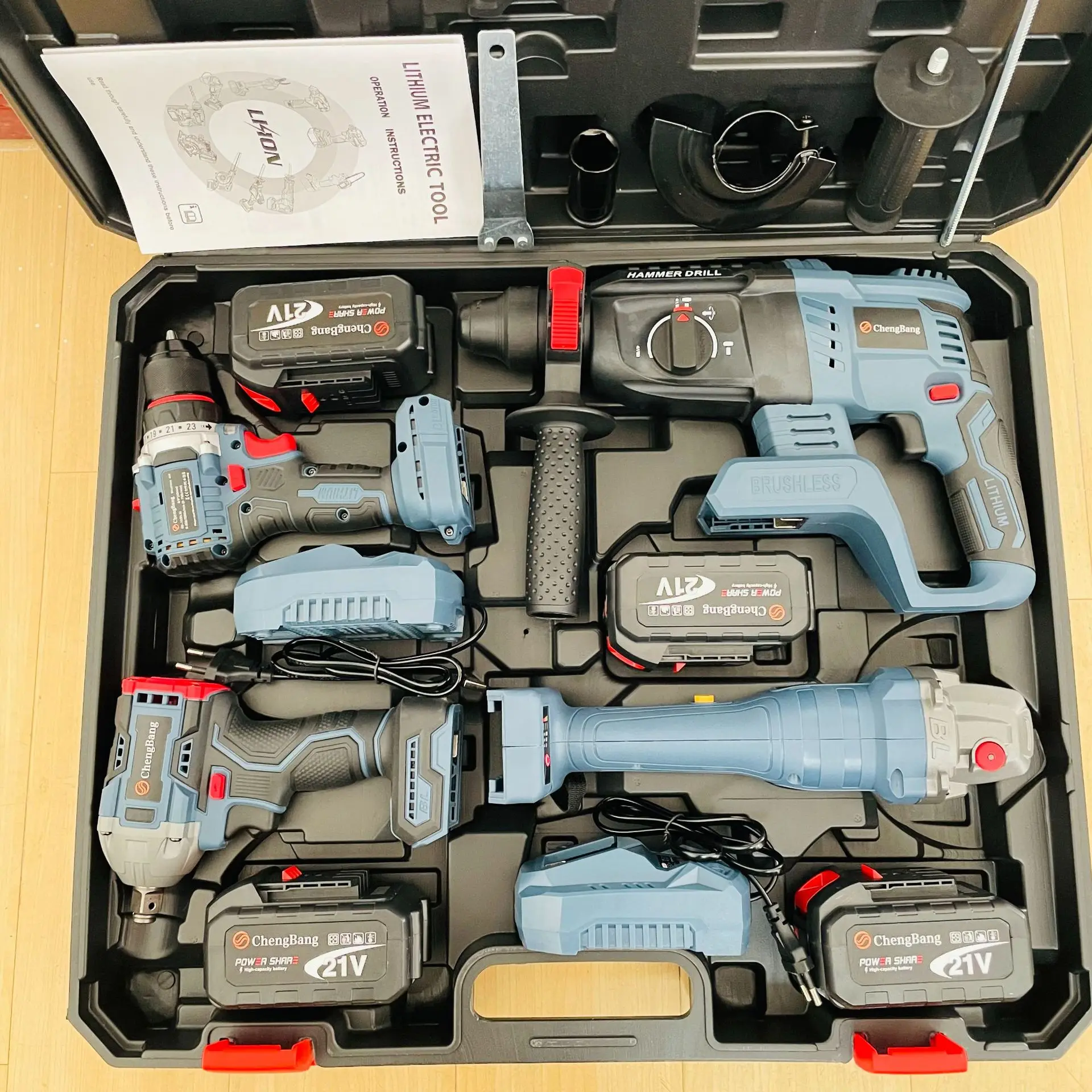 Household Wrench Drill Hammer Brushless power tools combo kits 21v  Lithium battery operated hand makita tool sets