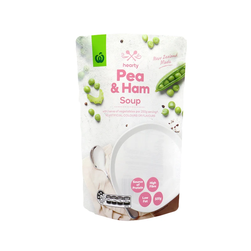 Pea and Ham Soup Packaging Bags Liquid Food Packaging Customized Soup Stand Up Pouches