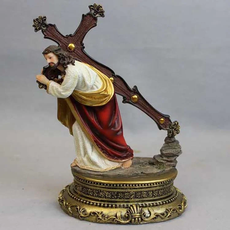 2020 Best Selling Polyresin Jesus Carring Cross on the Way to Calvary Statue