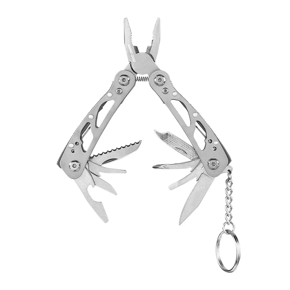 12in1 Sliver Stainless Steel Multi Tool Outdoor Multipurpose Pocket Pliers Multitool With Key Ring