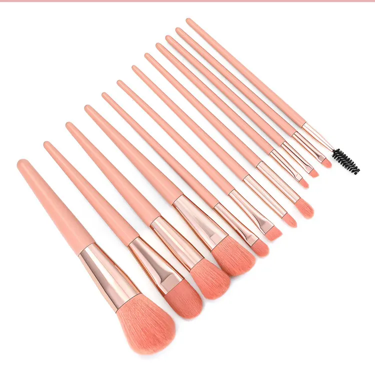 
12pcs pink pink makeup brush maquillage cosmetic tools vegan makeup brushes set 