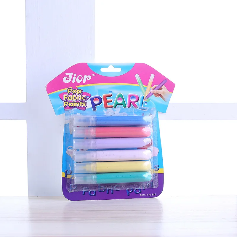 Wholesale 3D Permanent 6pcs 10ml pearl textile paint fabric paint